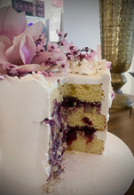 Load image into Gallery viewer, SOUR CREAM CORNMEAL CAKE + BLUEBERRIES: vanilla custard
